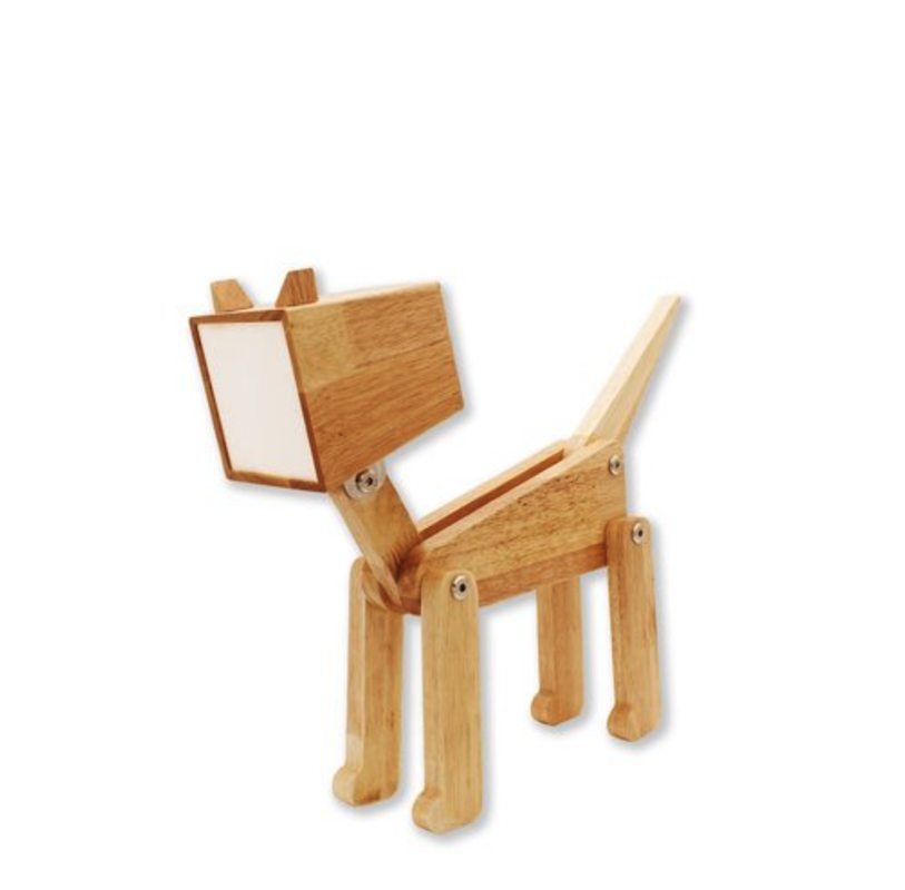 LAMPARA DE MESA DE MADERA GATO NALA