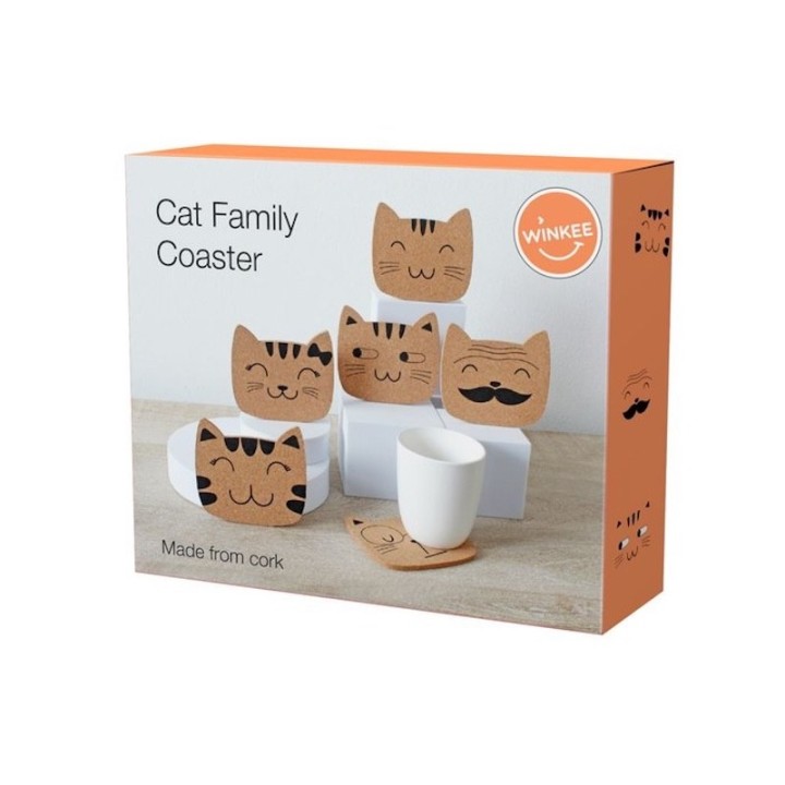 SET 6 POSAVASOS DE CARITAS DE GATOS