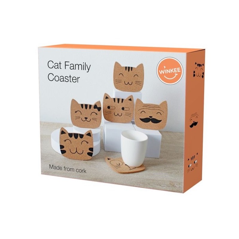 SET 6 POSAVASOS DE CARITAS DE GATOS