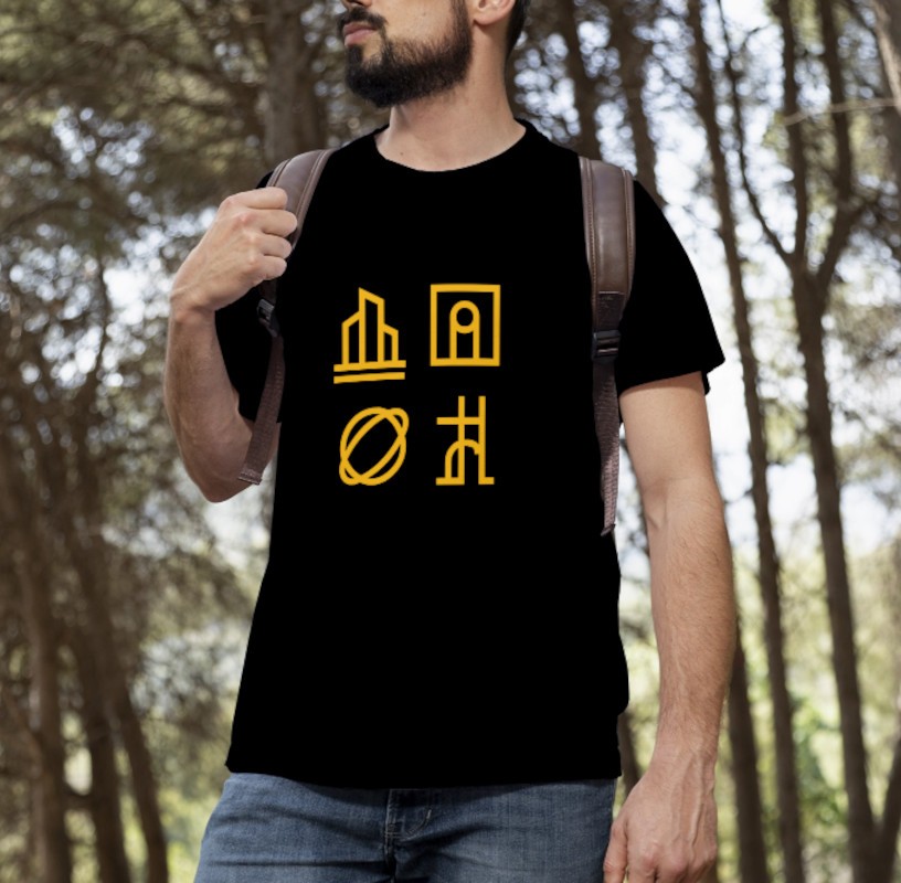 Camiseta de símbolos - diseño enigmático y geométrico