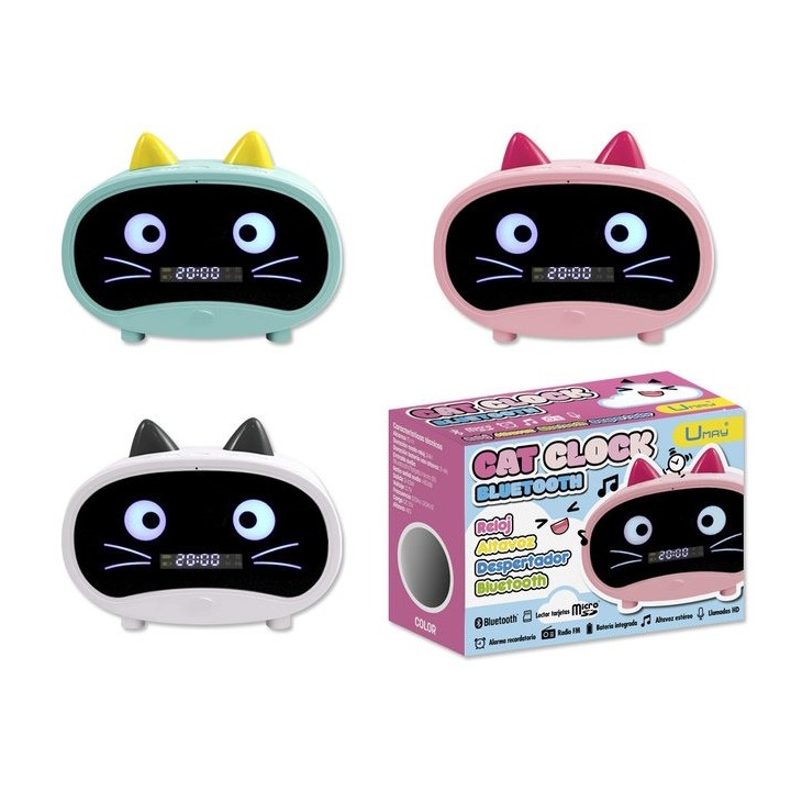 RELOJ DESPERTADOR ALTAVOZ GATITO