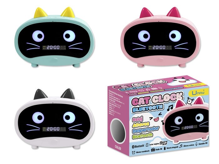 RELOJ DESPERTADOR ALTAVOZ GATITO