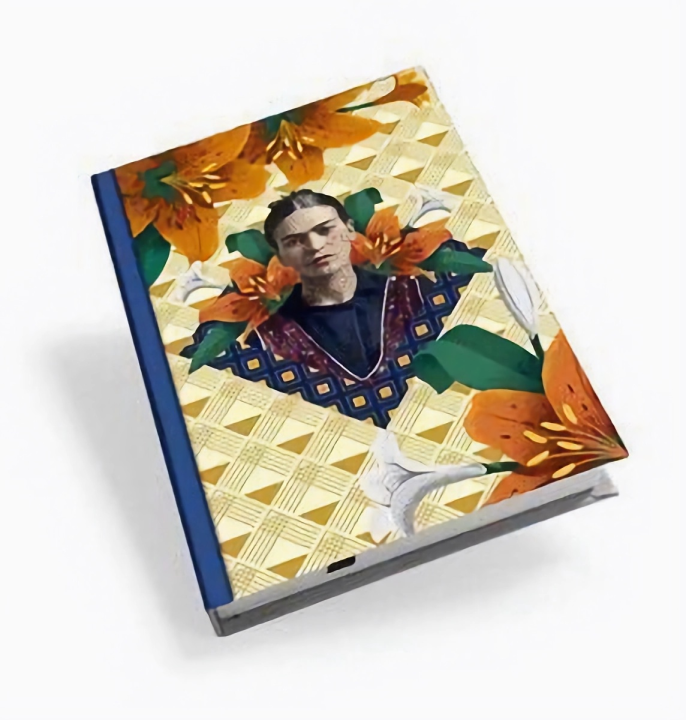 CUADERNO TAPA DURA A5 FRIDA KHALO NARANJA FLORAL
