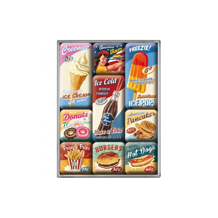 SET DE 9 IMANES USA AMERICAN DINER