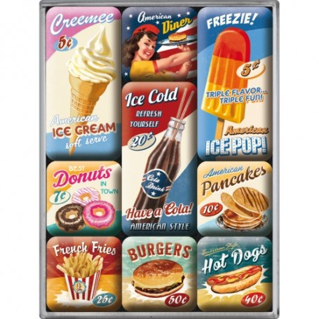 SET DE 9 IMANES USA AMERICAN DINER
