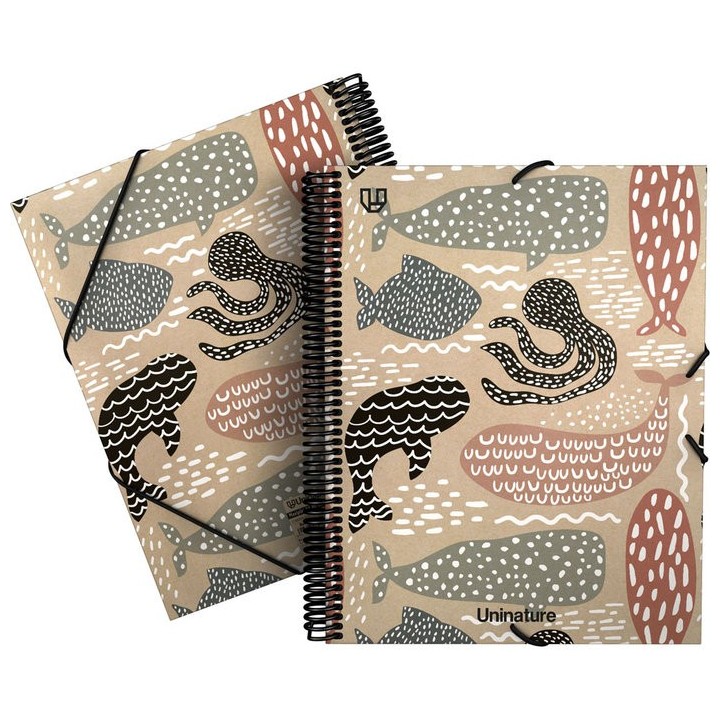 CARPETA A4 FORRADA 40 FUNDAS MAXIPLAS UNINATURE BALLENAS