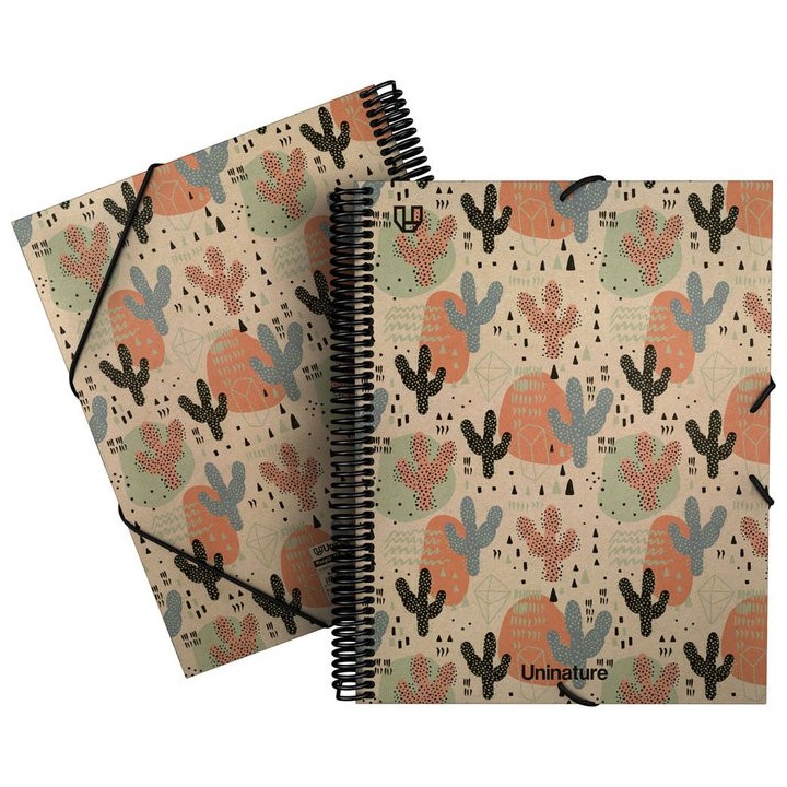CARPETA A4 FORRADA 40 FUNDAS MAXIPLAS UNINATURE CACTUS