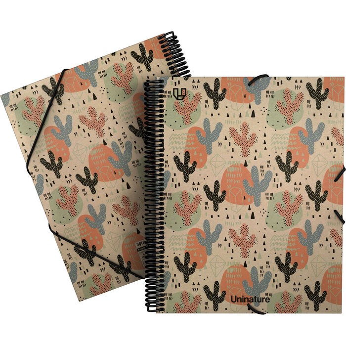 CARPETA A4 FORRADA 40 FUNDAS MAXIPLAS UNINATURE CACTUS