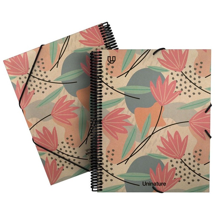 CARPETA A4 FORRADA 40 FUNDAS MAXIPLAS UNINATURE FLORES