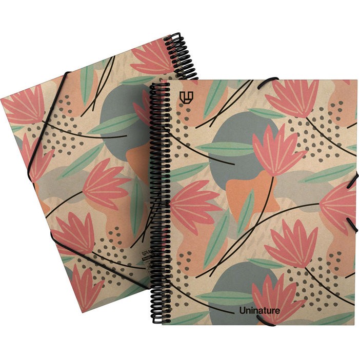 CARPETA A4 FORRADA 40 FUNDAS MAXIPLAS UNINATURE FLORES