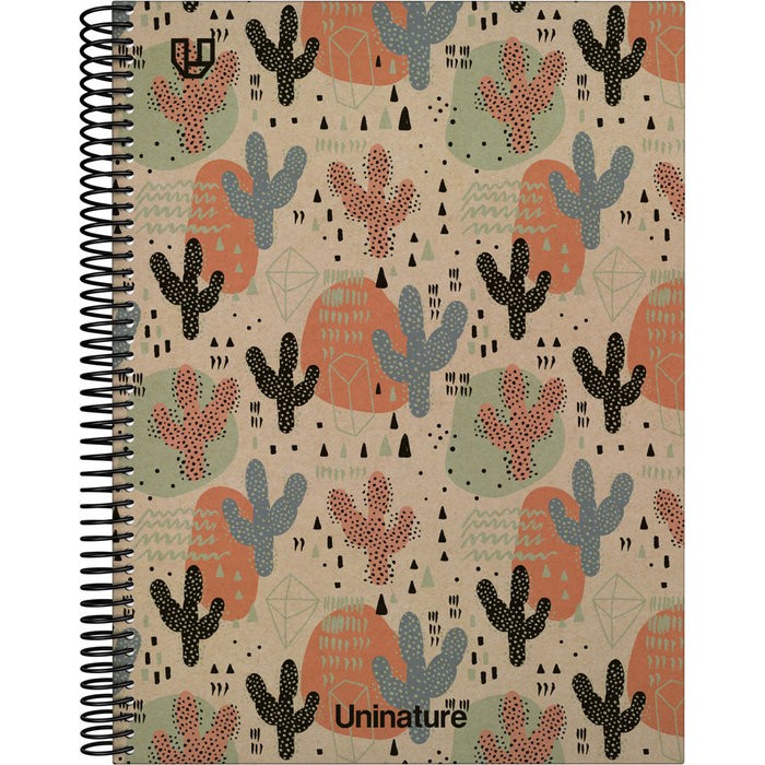 CUADERNO A4 FORRADO 80 HOJAS 90GR CUADRO 4MM CACTUS