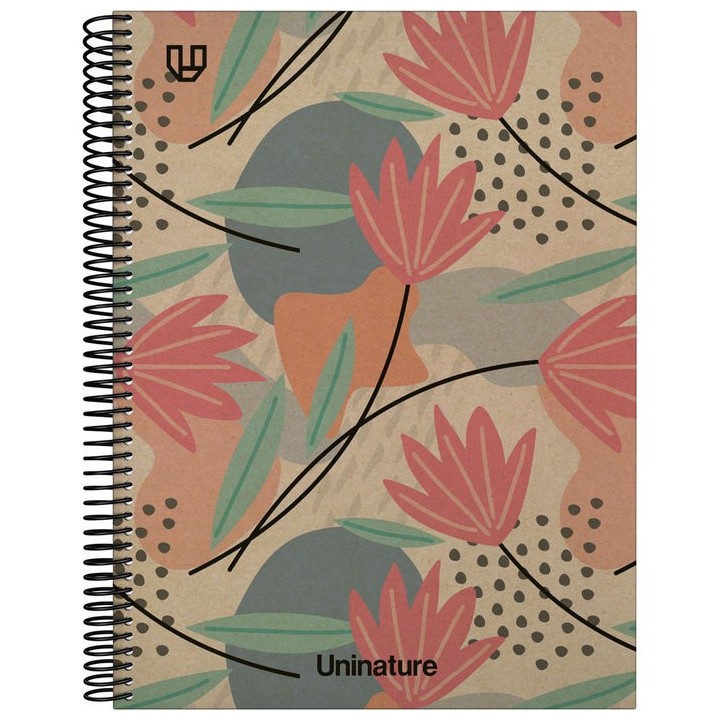 CUADERNO A4 FORRADO 80 HOJAS 90GR CUADRO 4MM FLORES