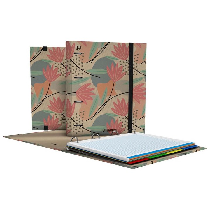CARPEBOOK A4 FORRADO 4 ANILLAS 35MM UNINATURE FLORES